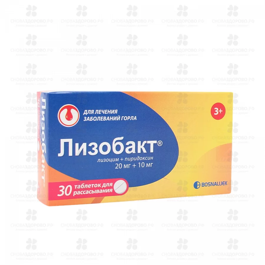 Лизобакт таблетки для рассасывания 20мг+10мг №30 ✅ 09717/06727 | Сноваздорово.рф