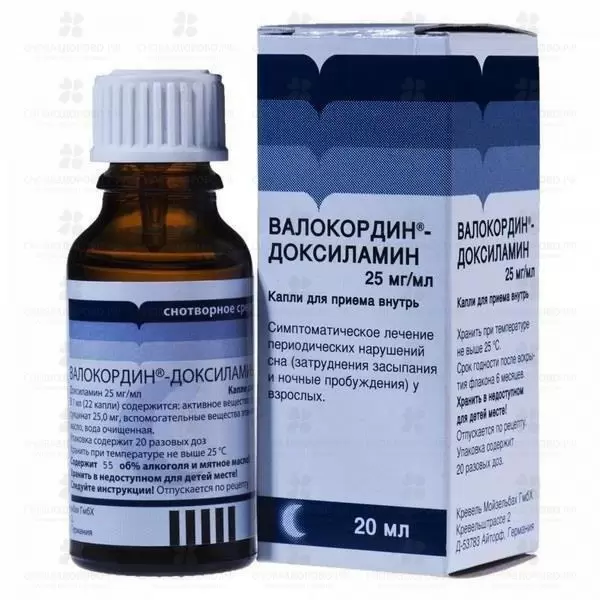 Валокордин-Доксиламин капли для приема внутрь 25мг/мл флакон/капли 20мл ✅ 25080/06348 | Сноваздорово.рф
