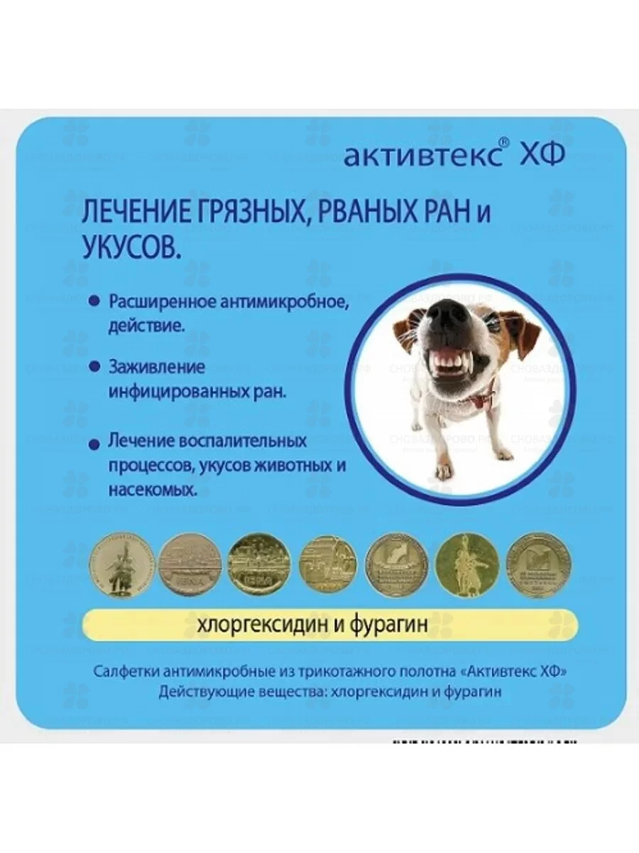 Салфетки АКТИВТЕКС антимикробные 10х10см ХФ №10 (хлоргексидин/фурагин) ✅ 16853/06705 | Сноваздорово.рф