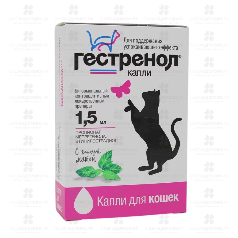 СноваЗдорово.рф: Гестренол капли для внутреннего применения 1,5мл фл. (для кошек)
