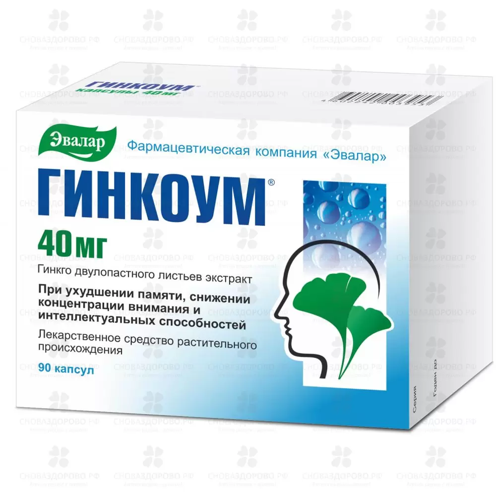 Гинкоум капсулы 40 мг № 90 (Эвалар) ✅ 33761/06218 | Сноваздорово.рф
