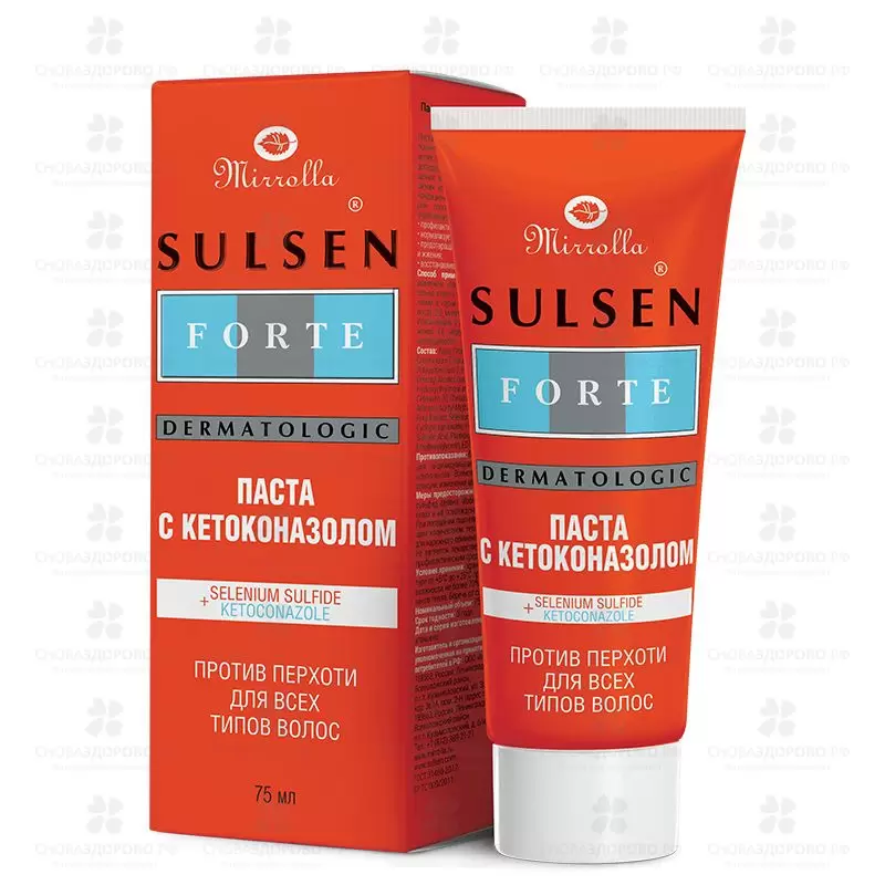 Мирролла Сульсен Форте Сульсеновая паста 75мл с кетоконазолом ✅ 25066/06148 | Сноваздорово.рф