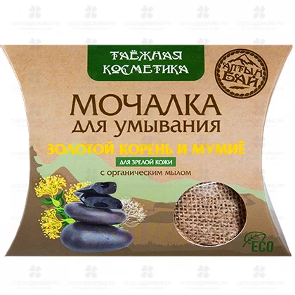 Алтын Бай Мочалка льняная  "Золотой корень и мумие" 60г д/умывания (д/зрелой кожи) ✅ 40761/09326 | Сноваздорово.рф