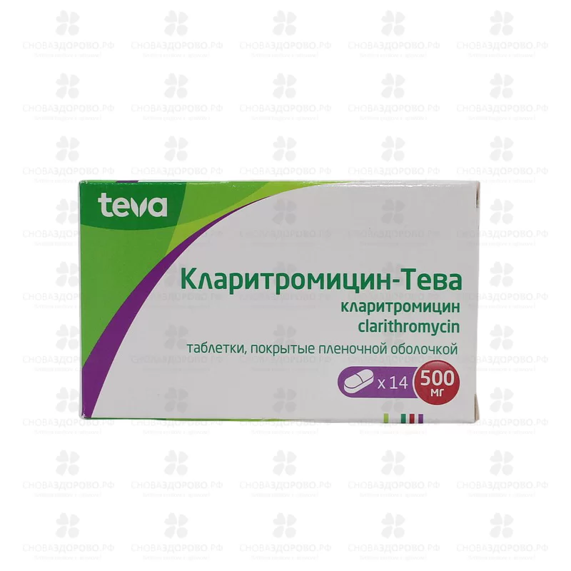 Кларитромицин-Тева таблетки покрытые пленочной оболочкой 500мг №14 ✅ 23064/06860 | Сноваздорово.рф