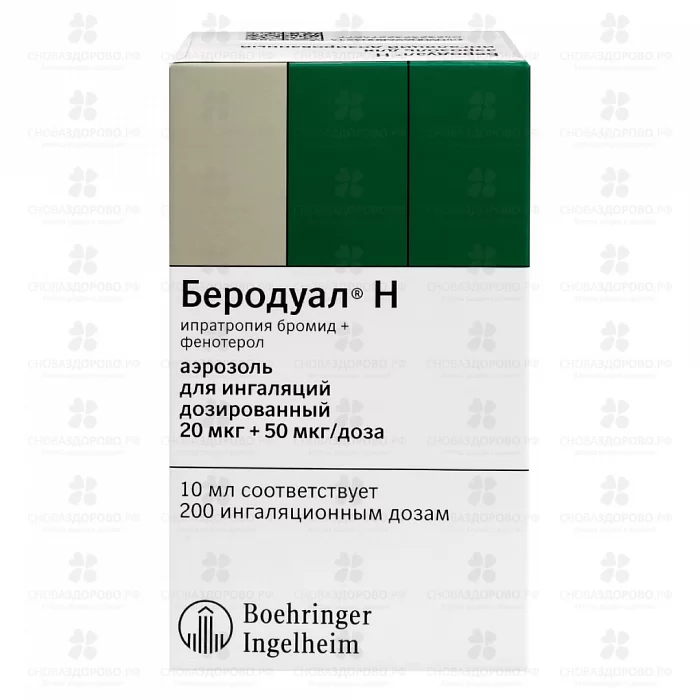 Беродуал Н аэрозоль для ингаляции дозированный 20мкг+50 мкг/доза 200доз 10мл ✅ 06362/06246 | Сноваздорово.рф