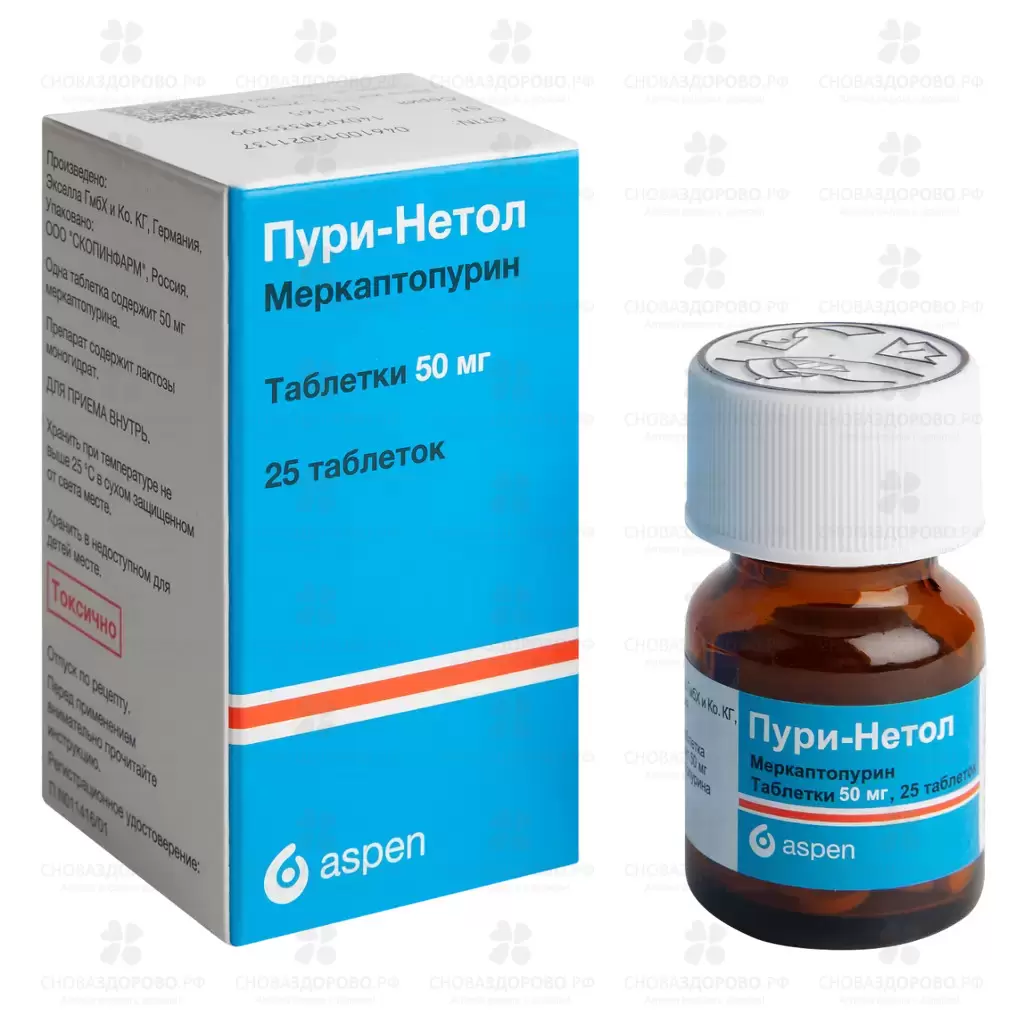Пури-Нетол таблетки 50 мг №25 ✅ 20503/07252 | Сноваздорово.рф