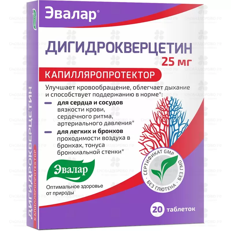 Дигидрокверцетин таблетки 25мг №20 (БАД) ✅ 32329/06218 | Сноваздорово.рф