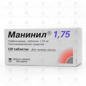 Манинил 1,75 таблетки 1,75 мг №120 ✅ 01529/06063 | Сноваздорово.рф