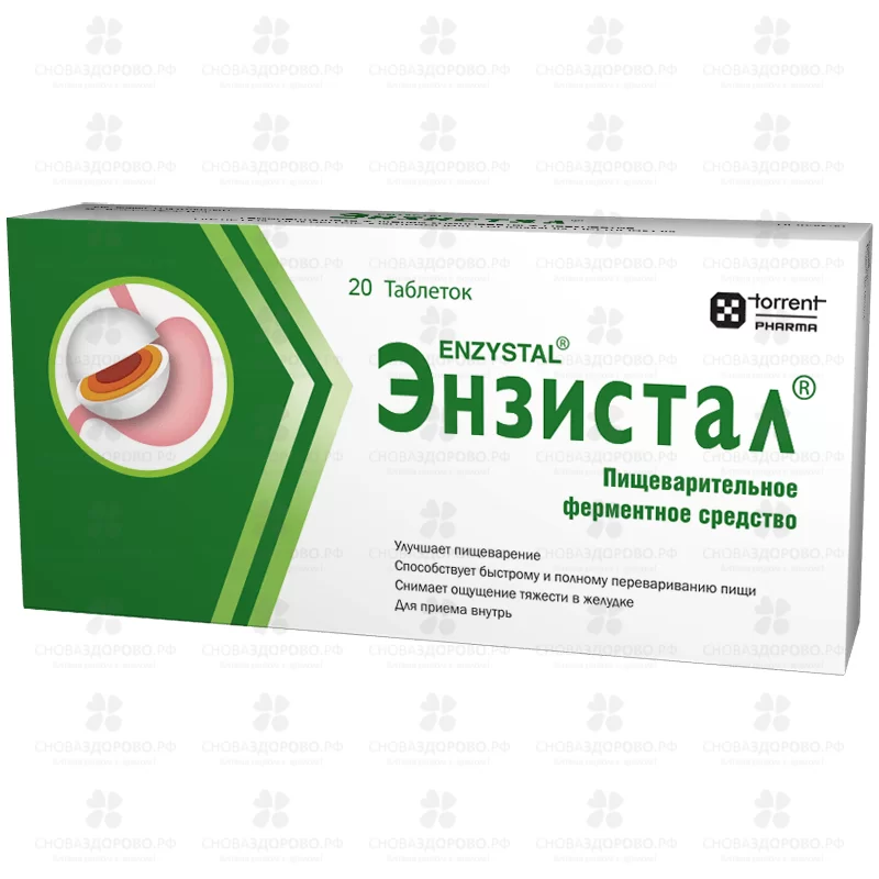 Энзистал таблетки покрытые кишечнорастворимой оболочкой №20 ✅ 08656/06430 | Сноваздорово.рф